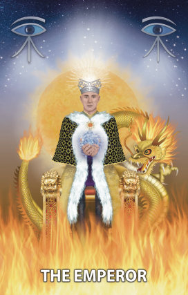 The updated Emperor Card from the new Frownstrong Tarot.