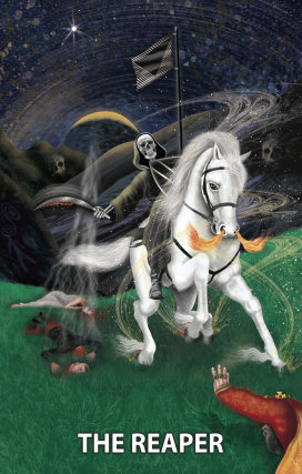 The updated Reaper Card for the new Frownstrong Tarot.